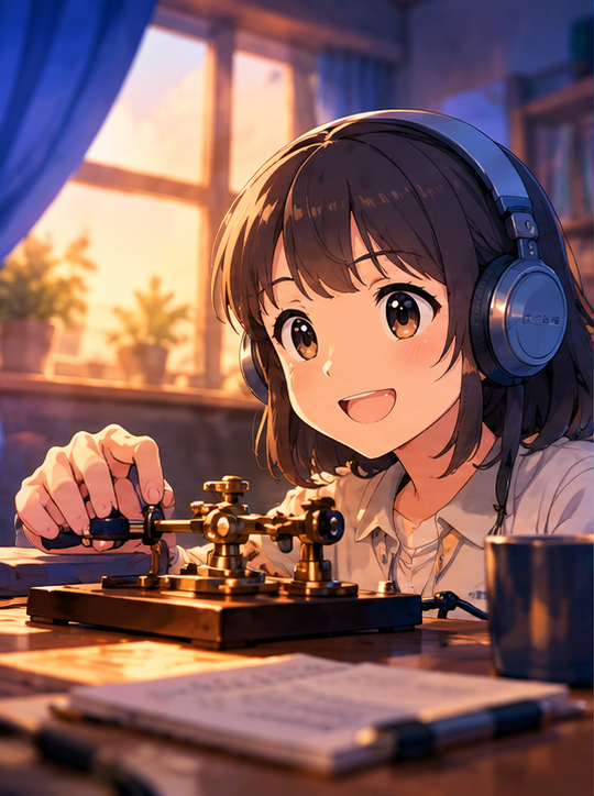 ヘッドフォンで電鍵を打つ