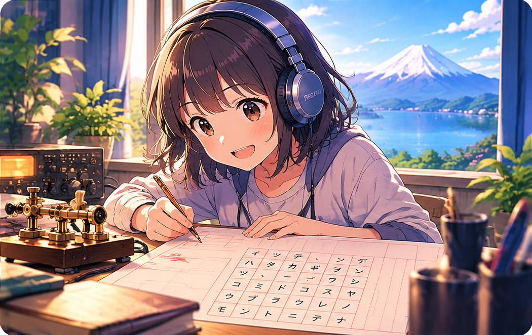 和文受信用紙を書きながらCWを体験する